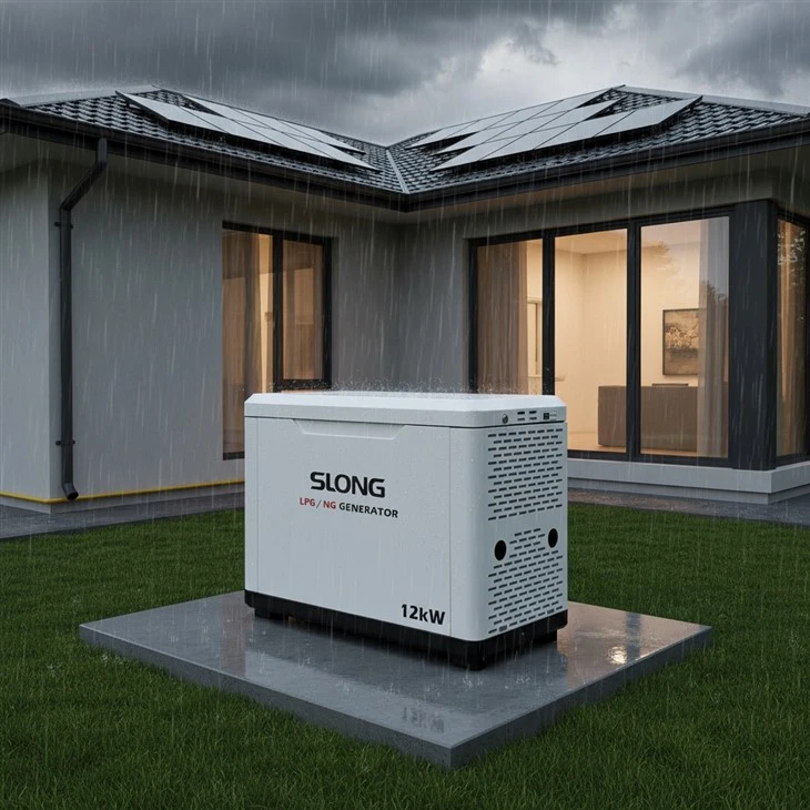 Gineadóir Gáis Nádúrtha Gásailín 10 KW Baile Ciúin LPG Trí-Cumhacht Chónaithe Breosla