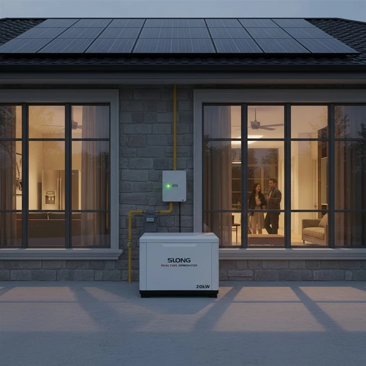 Gineadóir Débhreosla Ciúin SLONG 5–50kW Gás Nádúrtha, LPG, Gineadóir Fuireachas Baile Gásailín Le ATS, wifi, Monatóireacht Chianoibrithe SmartGen